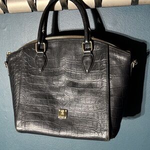 MCM Black Croc-Embossed Tote